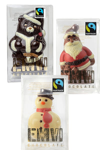 Fair Trade Chocolate Christmas Trio - Santa Bear, Santa Claus, Snow Man